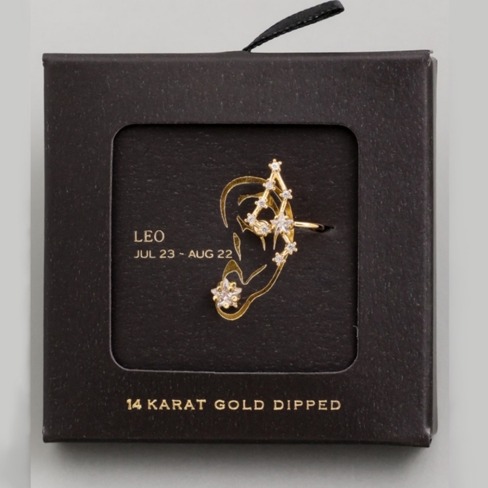 ♌️ Leo Constellation Ear Cuff Earring with Crystals🦁